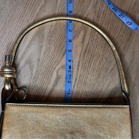 Behno New York Ina Mini Pouchette Metallic Gold Leather Shoulder Bag - Picture 10 of 10